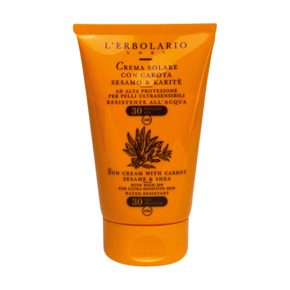 Сонцезахисний крем L'Erbolario Crema Solare Alla Carota, Al Sesamo And Al Karite, SPF 30, 125 мл